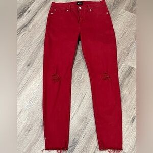 EUC Women’s US 29 HUDSON Red Distressed Cotton Stretch Staple Jeans Denim Pants